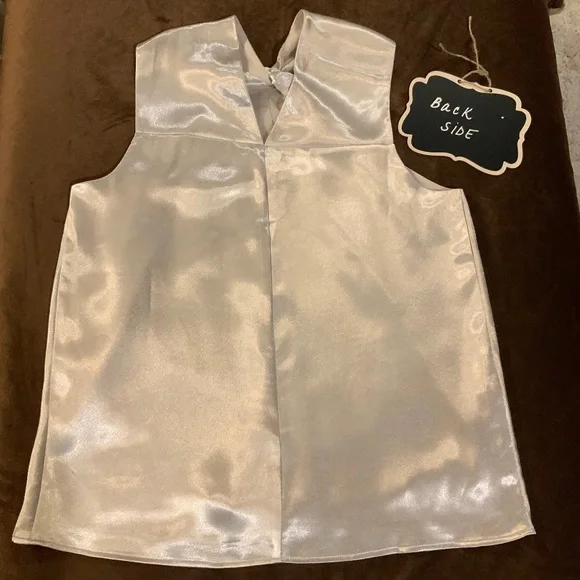 Ann Taylor White M Satin Twist Front Sleeveless Top Party Holiday Date Luxe - Picture 7 of 7